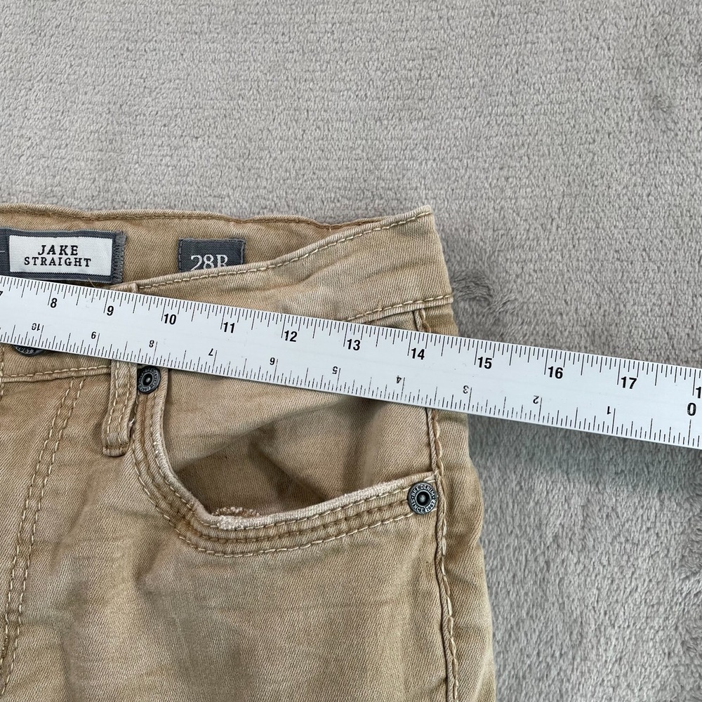 BKE Jake Straight Stretch Pants Men 28Rx32 Beige Bauer 3 Custom Fade Embroidered - Picture 6 of 11